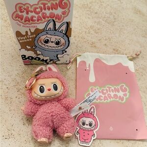 POP MART Labubu Lychee Berry Exciting Macaron Plush Keychain The Monsters Pink